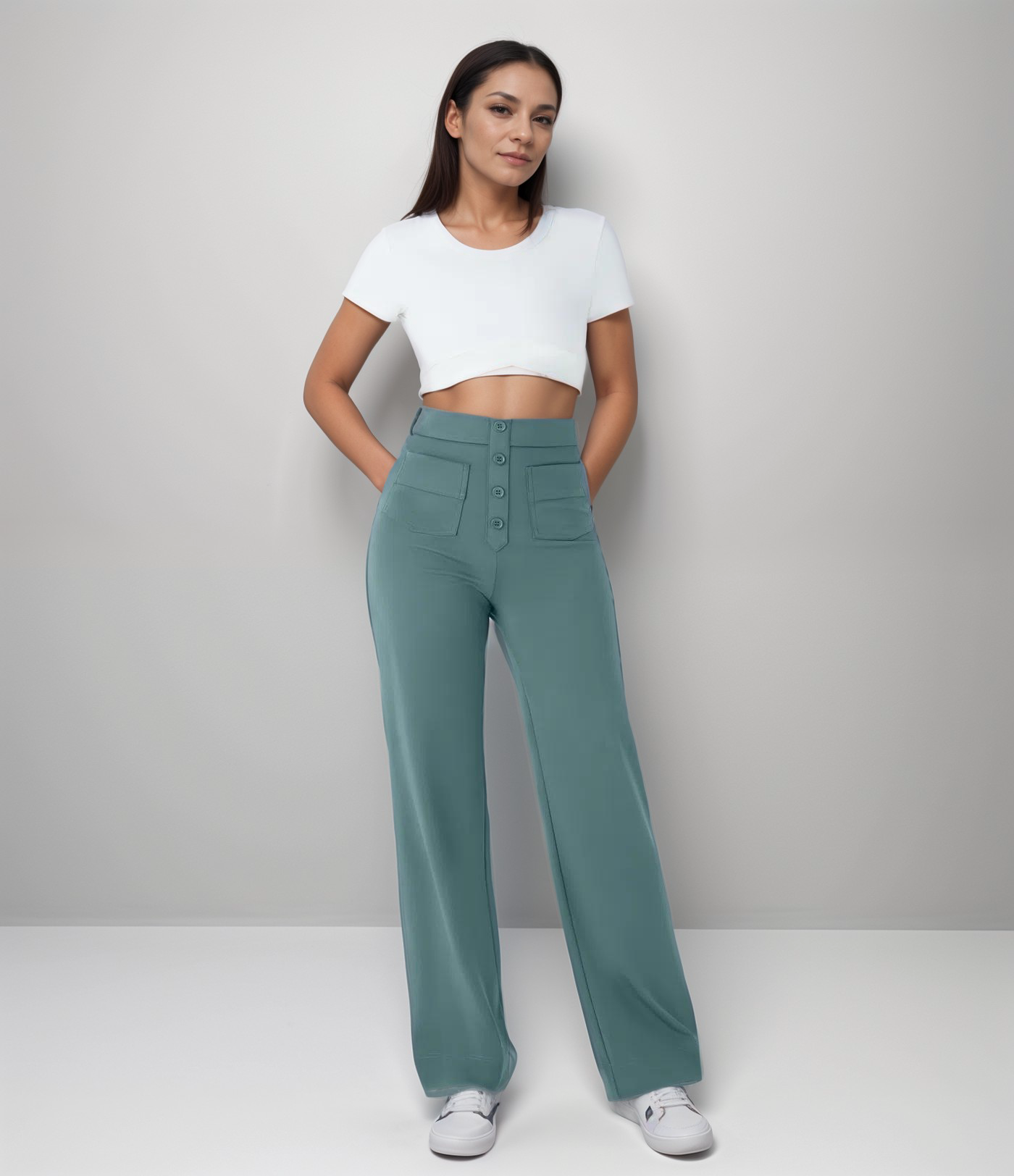 Elsi | Elastische broek met hoge taille | 1+1 GRATIS