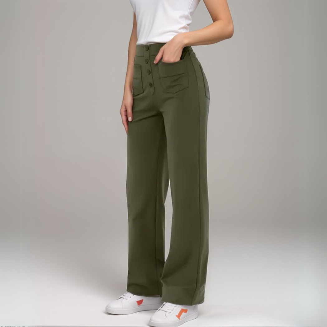 Elsi | Elastische broek met hoge taille | 1+1 GRATIS