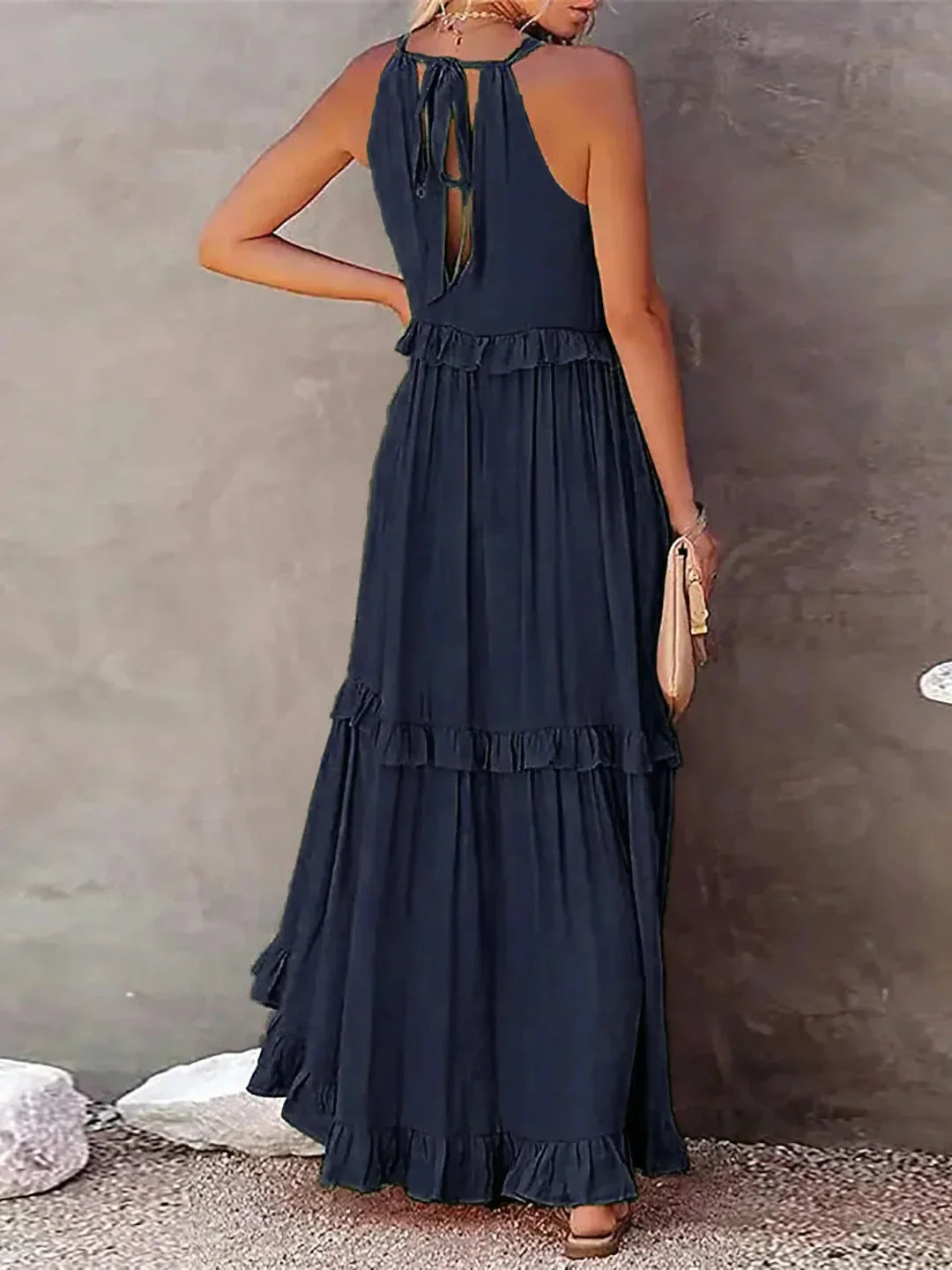 Zylaa - Zwierige maxi jurk met ruches details
