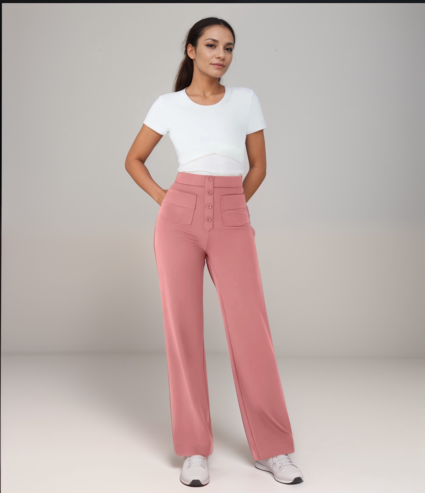 Elsi | Elastische broek met hoge taille | 1+1 GRATIS