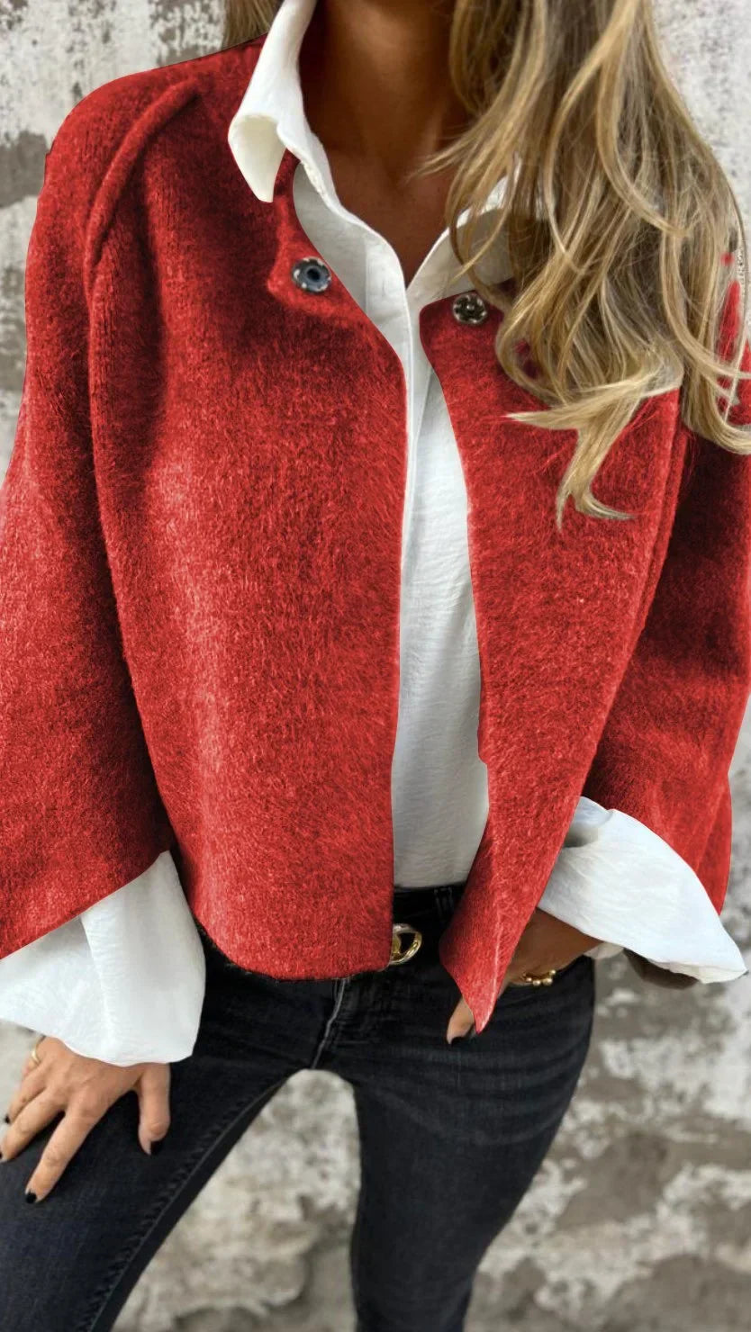 Celine – Wolcardigan met ronde hals en lange mouwen