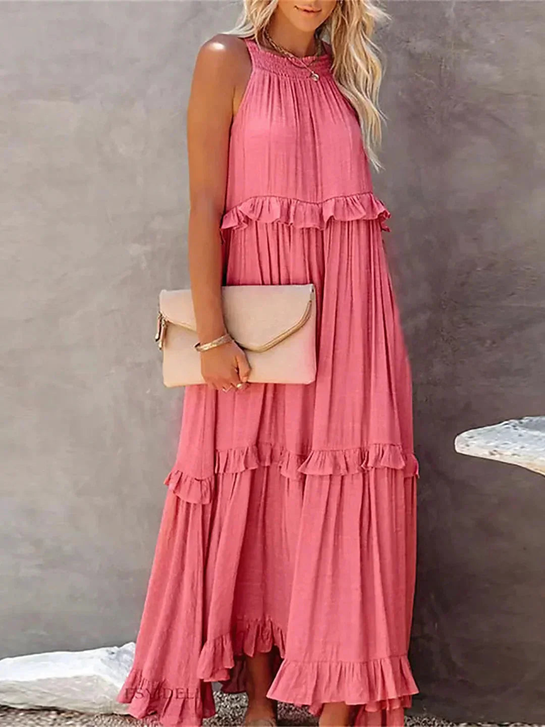 Zylaa - Zwierige maxi jurk met ruches details