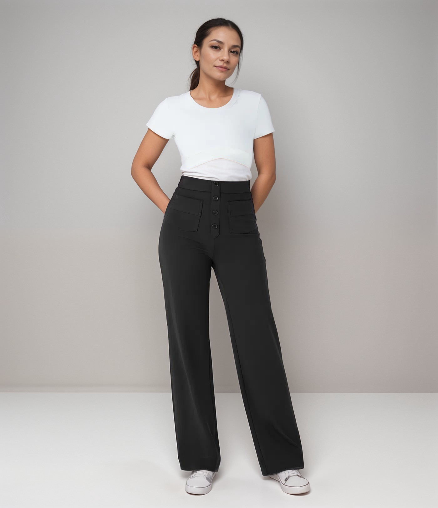 Elsi | Elastische broek met hoge taille | 1+1 GRATIS