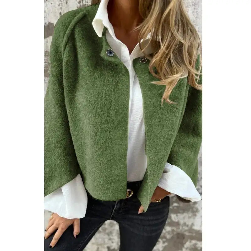 Celine – Wolcardigan met ronde hals en lange mouwen