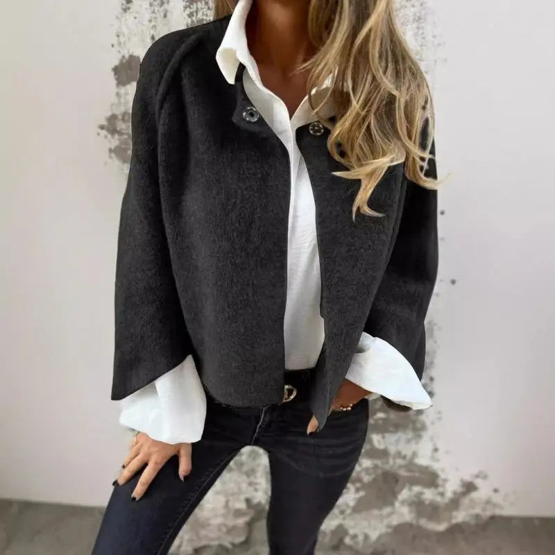 Celine – Wolcardigan met ronde hals en lange mouwen