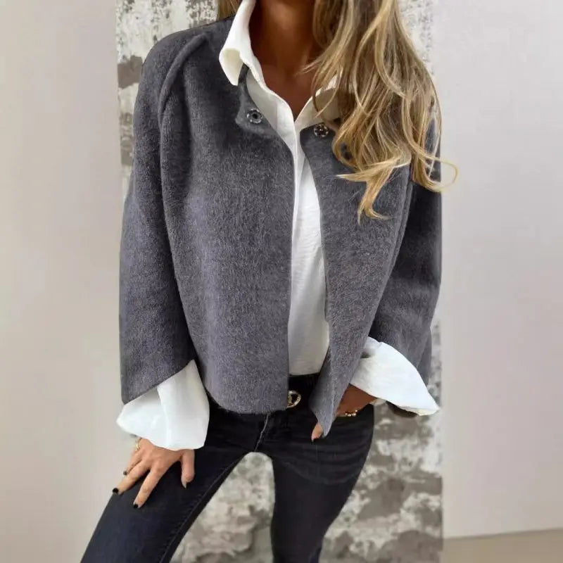 Celine – Wolcardigan met ronde hals en lange mouwen