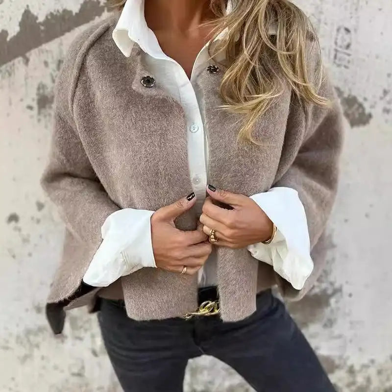 Celine – Wolcardigan met ronde hals en lange mouwen