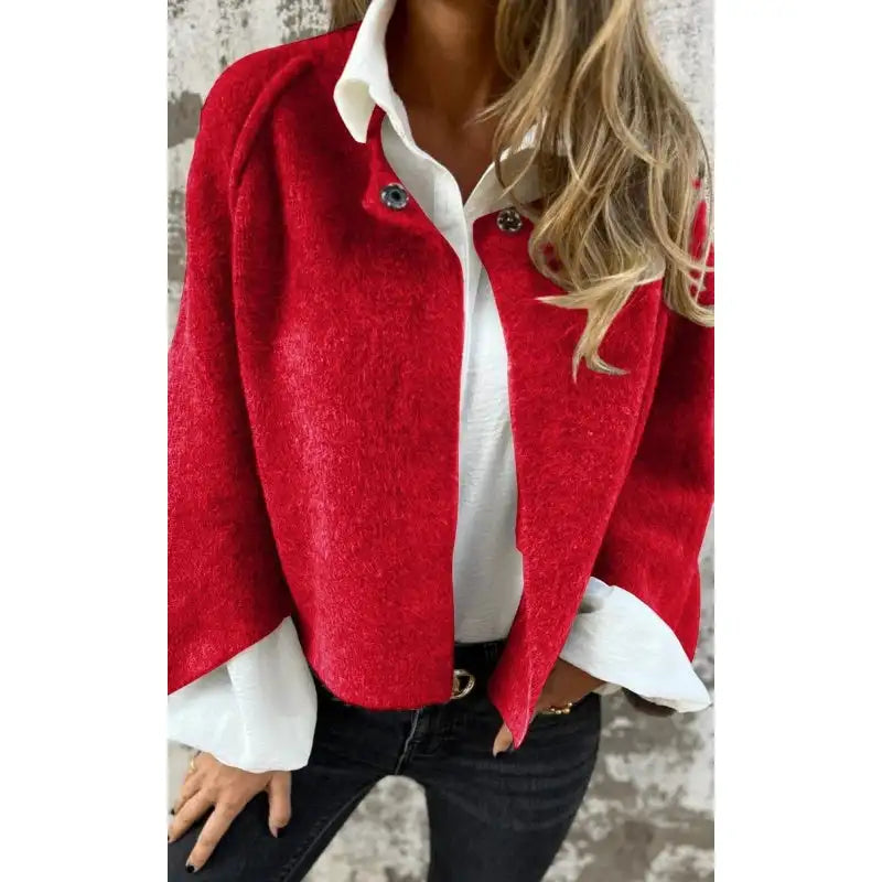 Celine – Wolcardigan met ronde hals en lange mouwen