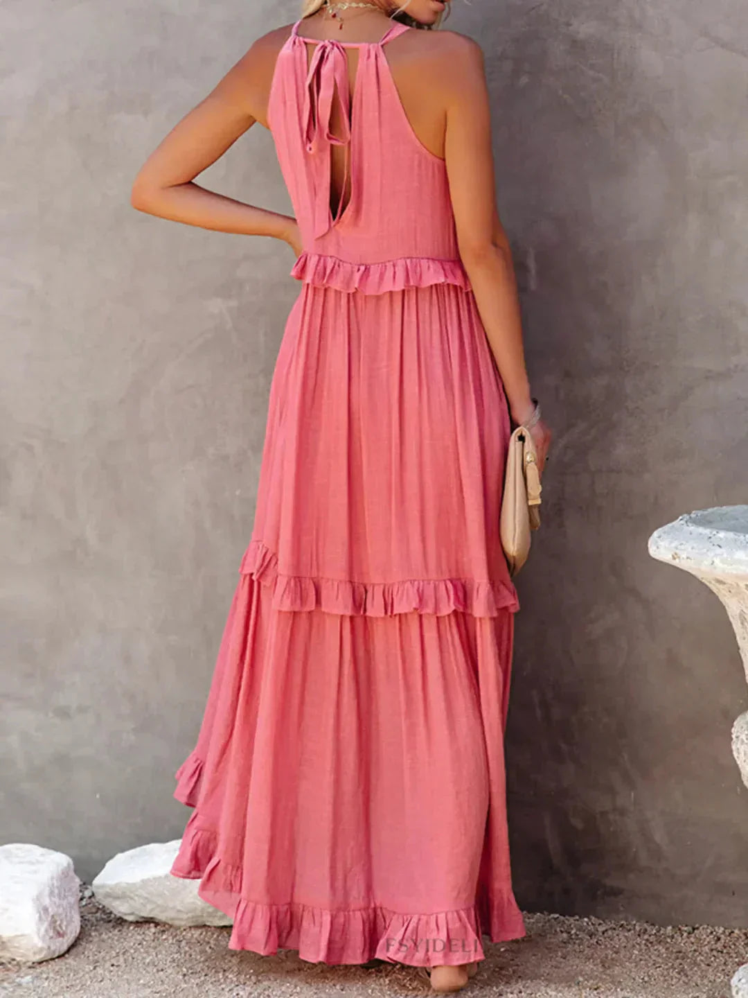 Zylaa - Zwierige maxi jurk met ruches details