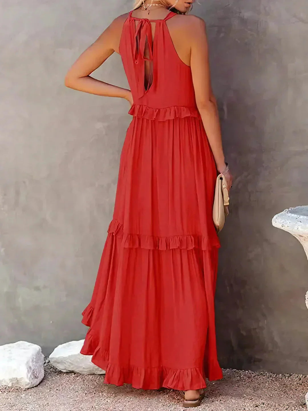Zylaa - Zwierige maxi jurk met ruches details