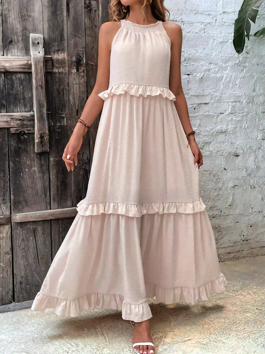Zylaa - Zwierige maxi jurk met ruches details