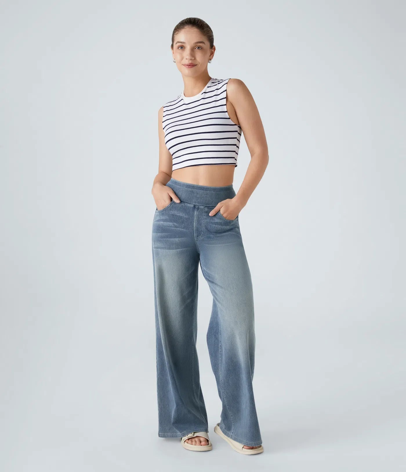 Elsi | Elastische broek met hoge taille | 1+1 GRATIS