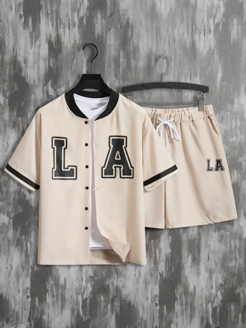 Felix | 2-delig Trendy Zomer Set – Baseballshirt & Shorts voor Mannen