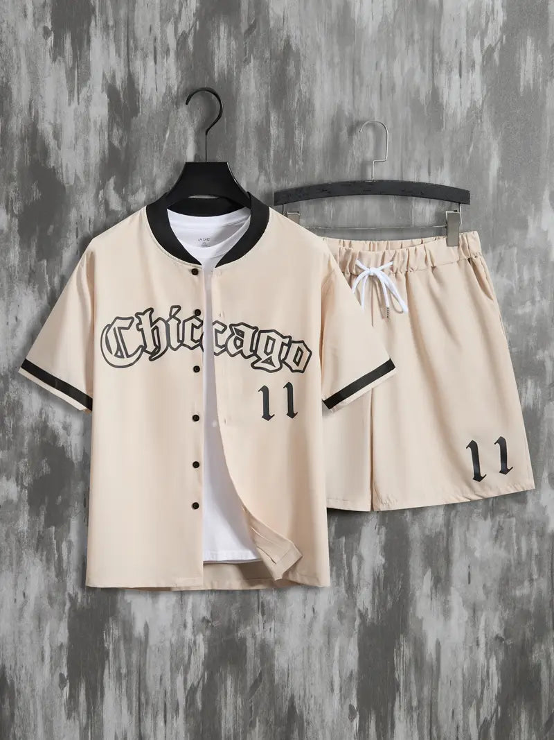 Felix | 2-delig Trendy Zomer Set – Baseballshirt & Shorts voor Mannen