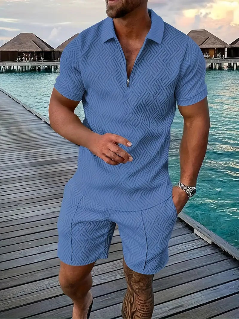 Hampus | Infinity White Poloshirt & Shorts Set