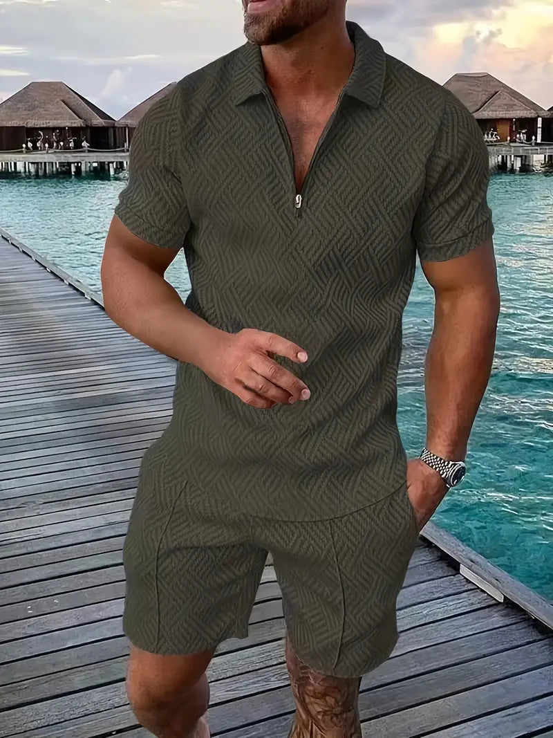 Hampus | Infinity White Poloshirt & Shorts Set