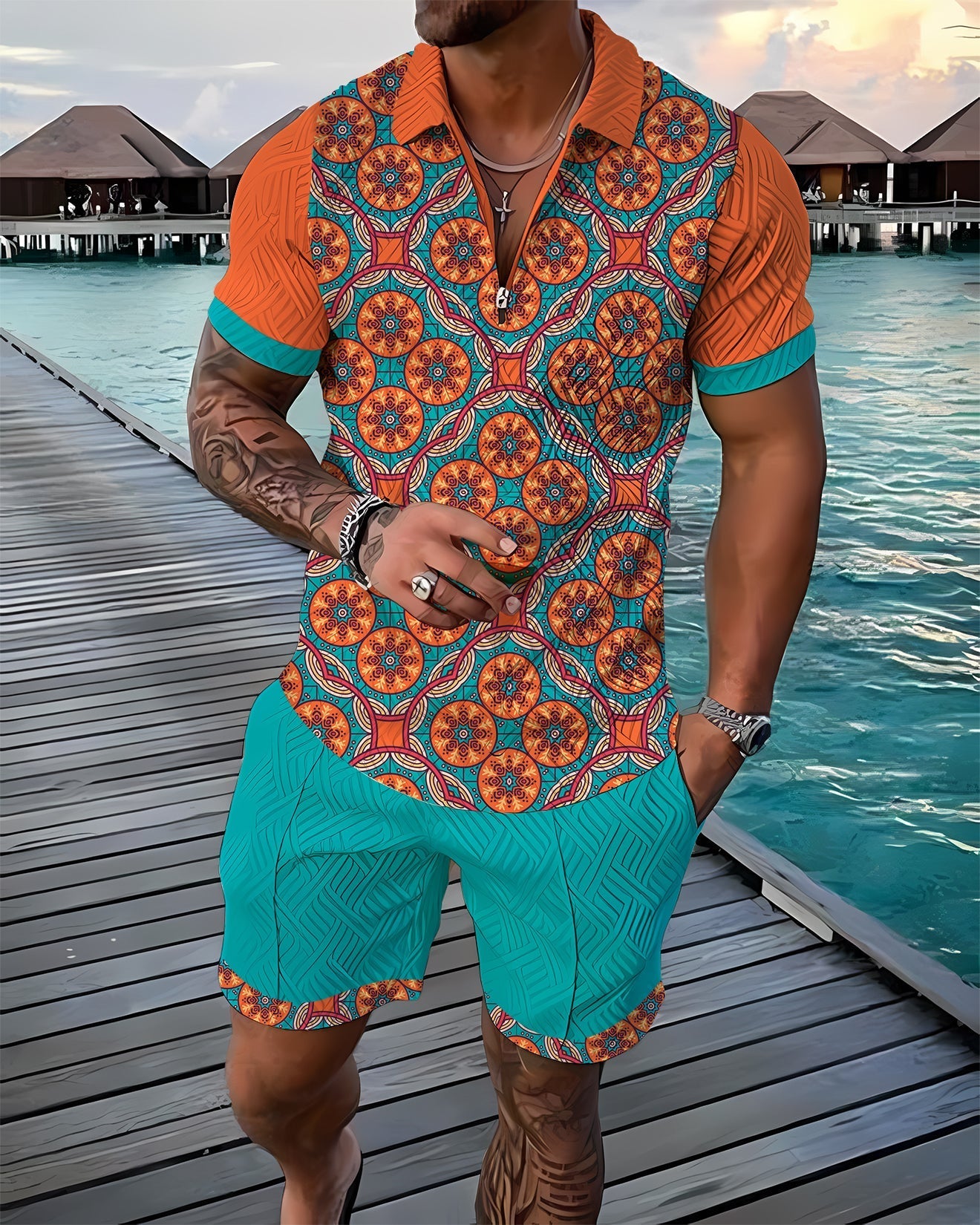 Isak | Azure Poloshirt & Shorts Set coll2