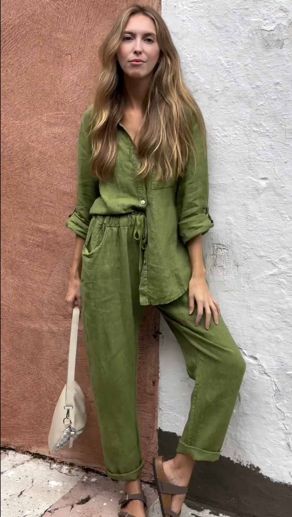 Marja™ | Elegante tweedelige linnen shirt en broek set