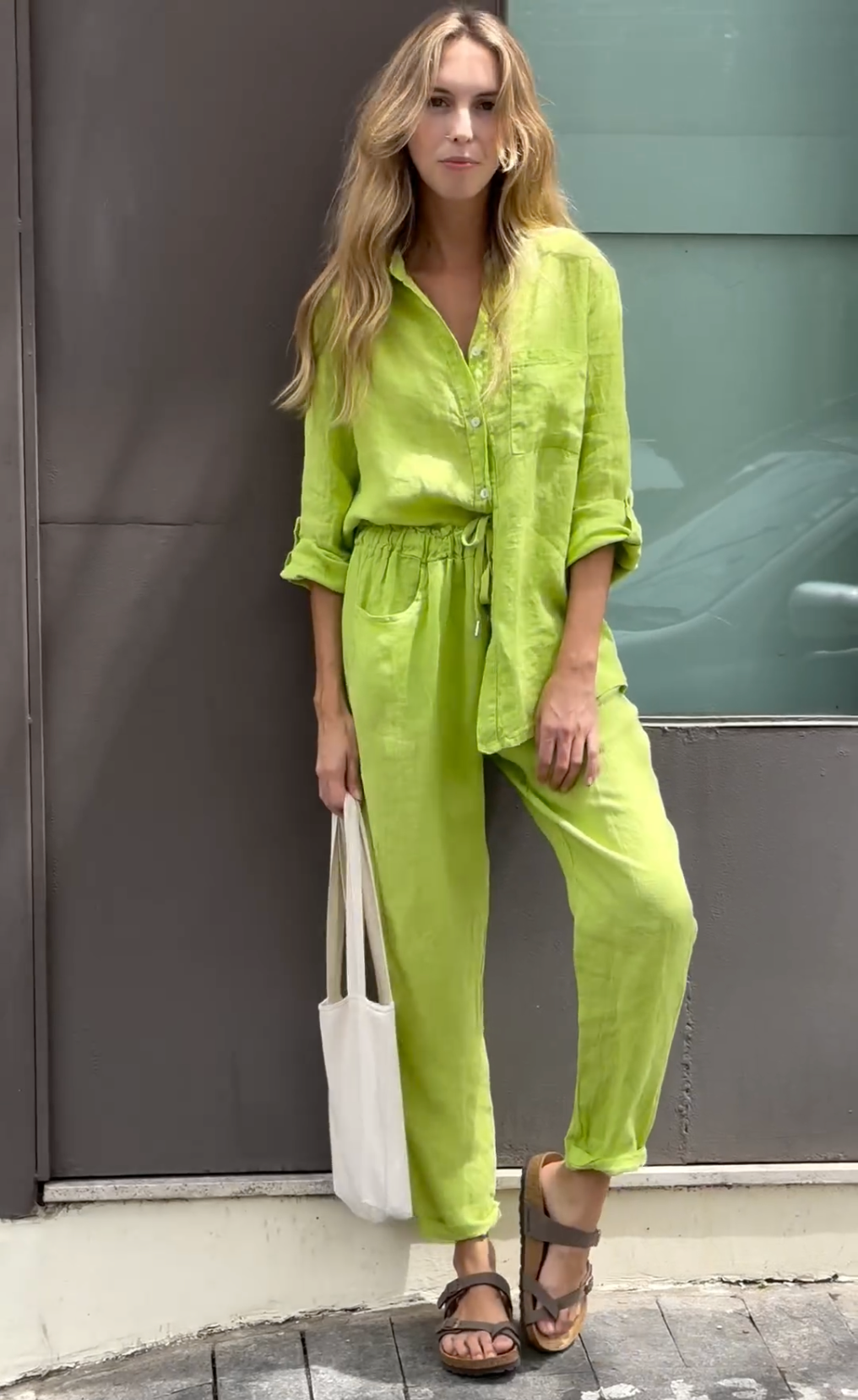 Marja™ | Elegante tweedelige linnen shirt en broek set