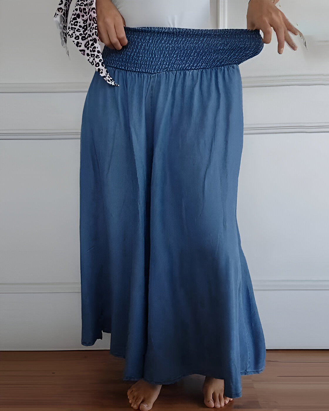 Jad - Broek met Wijde Pijpen en Elastische Tailleband
