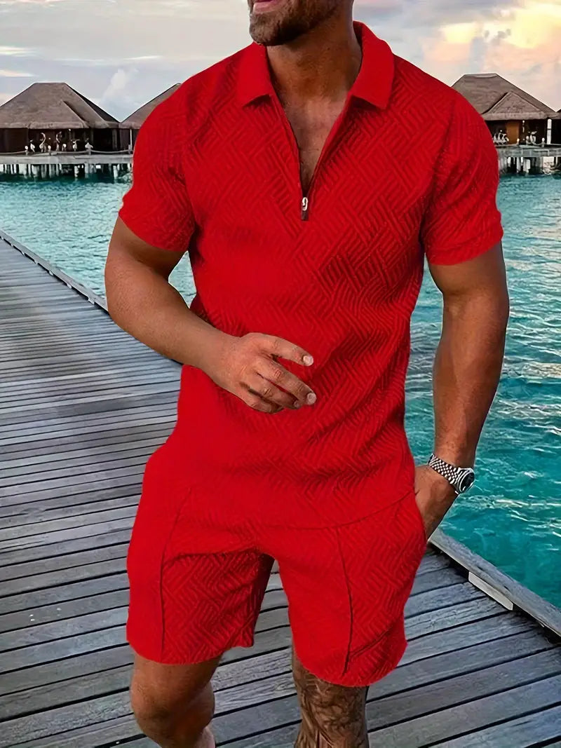 Hampus | Infinity White Poloshirt & Shorts Set