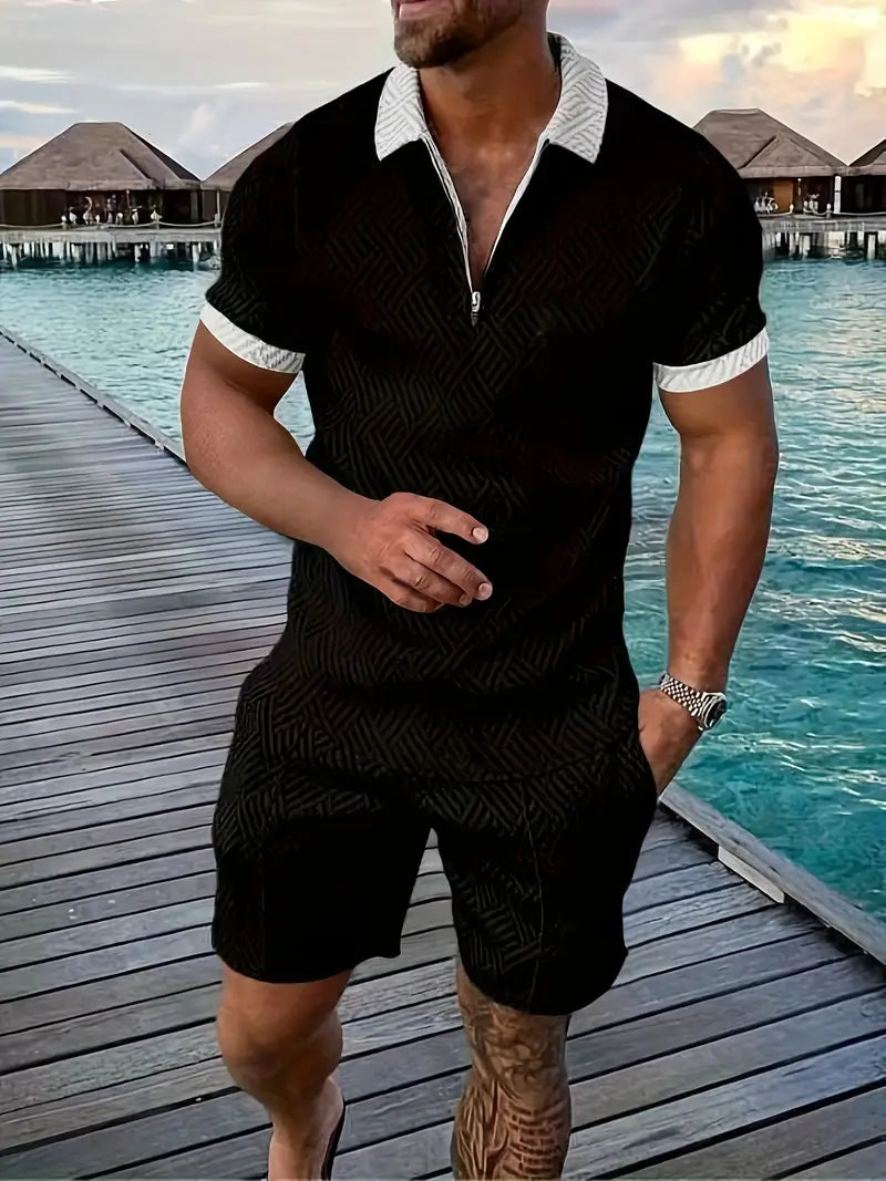 Hampus | Infinity White Poloshirt & Shorts Set